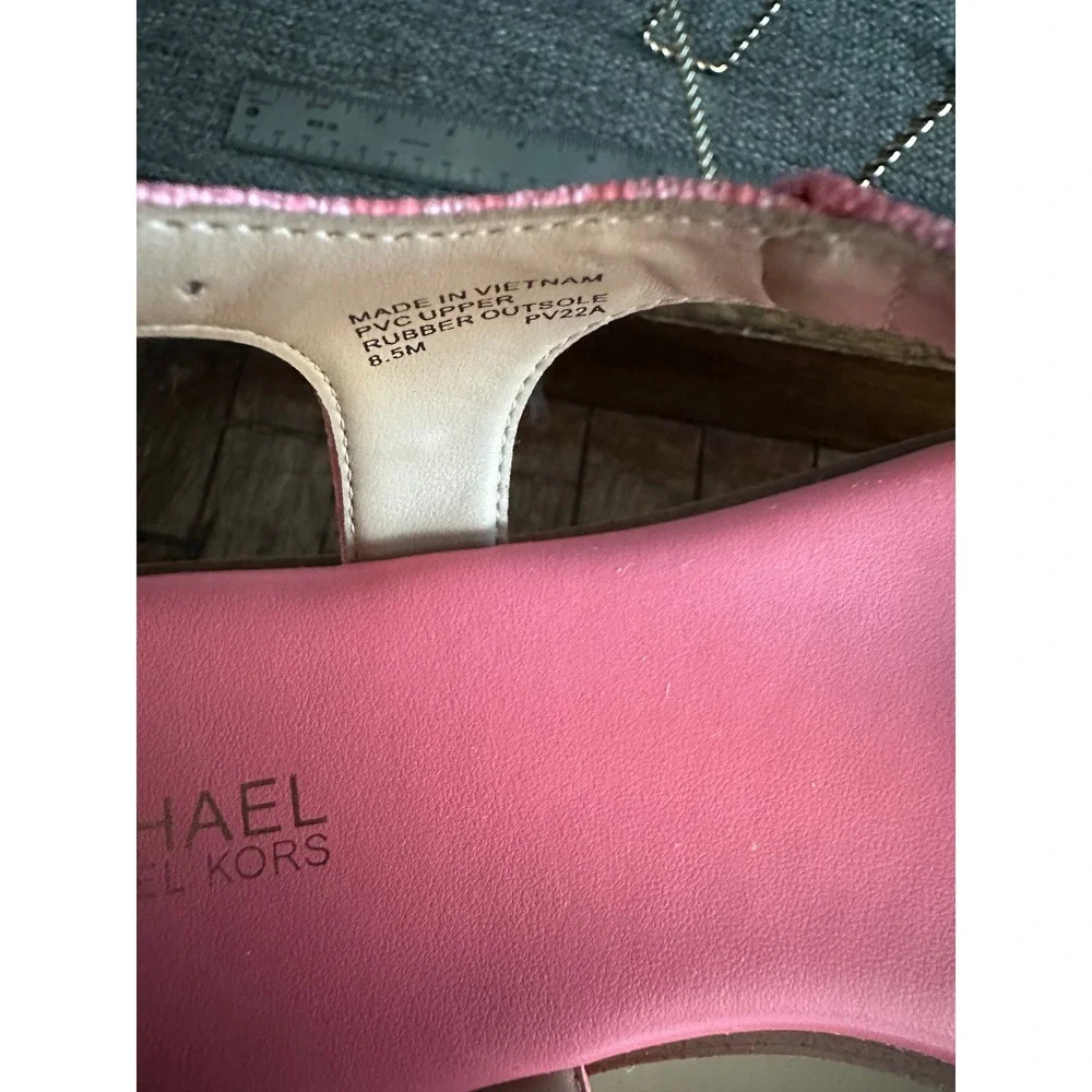 Michael Kors Women Pink Jilly MK Logo Thong Slingback Sandals 8.5M PV22A VGUC - Picture 6 of 10